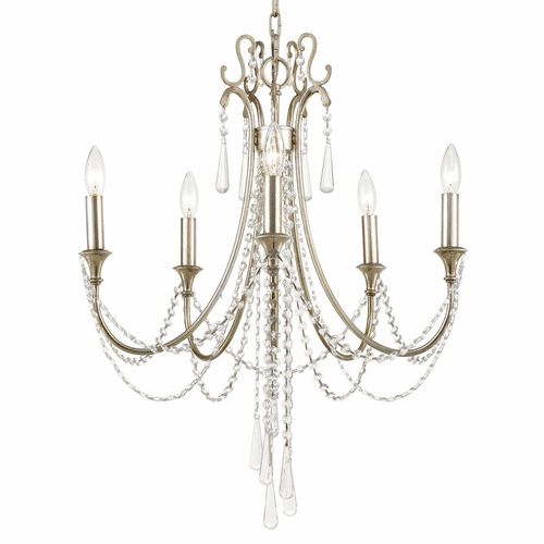 Crystorama Arcadia 5 Light Chandelier - Antique Silver - ARC-1905-SA-CL-MWP