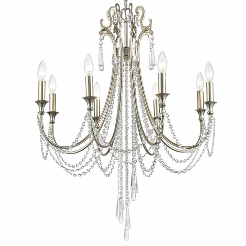 Crystorama Arcadia 8 Light Chandelier - Antique Silver - ARC-1908-SA-CL-MWP