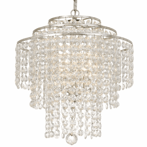 Crystorama Arielle 4 Light Chandelier - Antique Silver - ARI-304-SA-CL-MWP