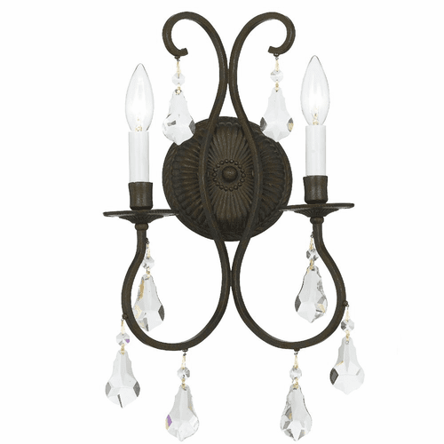 Crystorama Ashton 2 Light Wall Mount - English Bronze - 5012-EB-CL-S