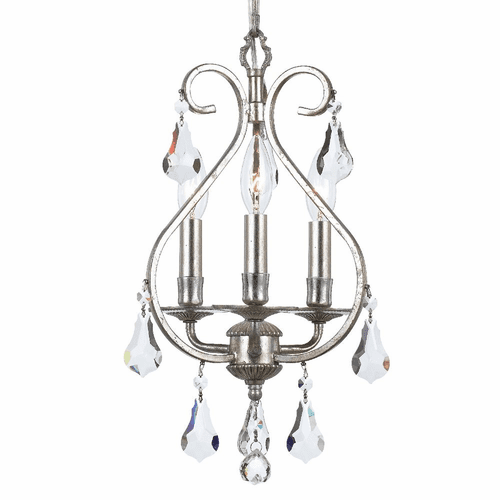 Crystorama Ashton 3 Light Mini Chandelier - Olde Silver - 5013-OS-CL-S