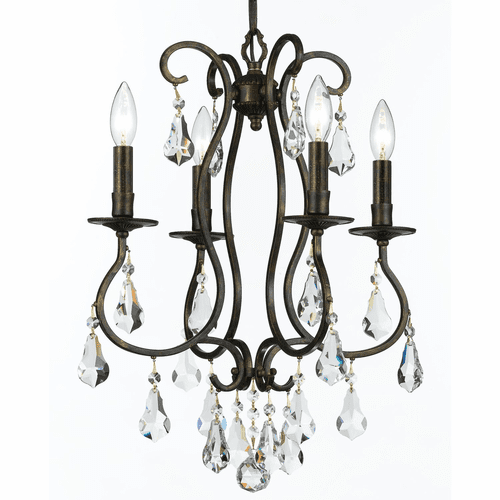 Crystorama Ashton 4 Light Clear Crystal Bronze Mini Chandelier - 5014-EB-CL-MWP