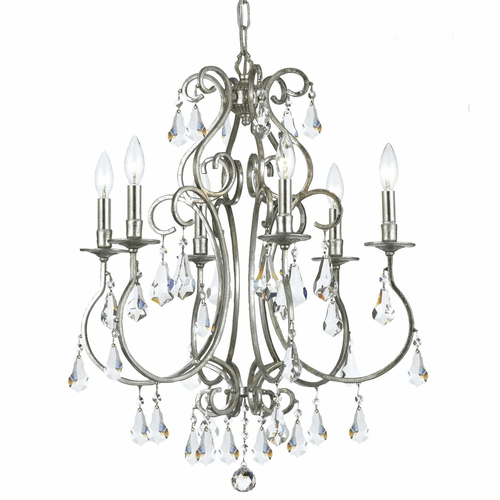 Crystorama Ashton 6 Light Olde Silver Chandelier - 5016-OS-CL-MWP