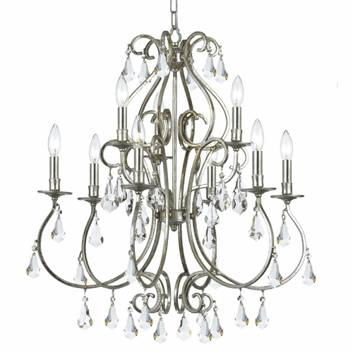 Crystorama Ashton 9 Light Olde Silver Chandelier - 5019-OS-CL-MWP