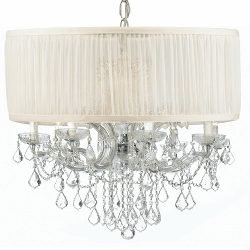 Crystorama Brentwood 12 Light Drum Shade Chrome Chandelier - 4489-CH-SAW-CLM