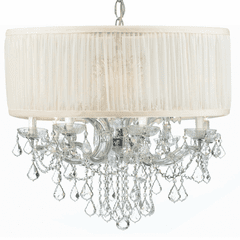 Crystorama Brentwood 12 Lt Drum Shade Chrome Chandelier - Swarovski Spectra - 4489-CH-SAW-CLQ