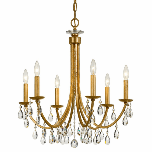Crystorama Bridgehampton 6 Light Chandelier - Antique Gold - 8826-GA-CL-SAQ