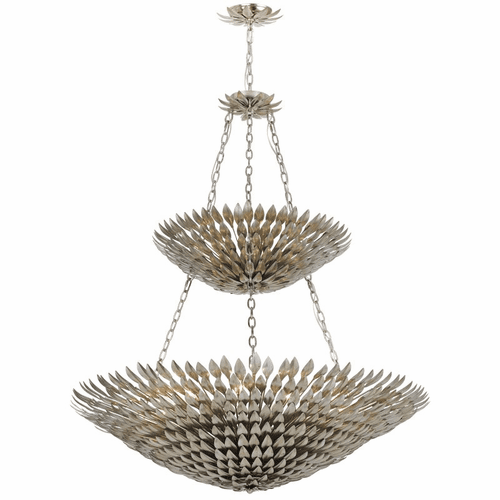 Crystorama Broche 18 Light Antique Silver Leaf Pendant Chandelier - 599-SA