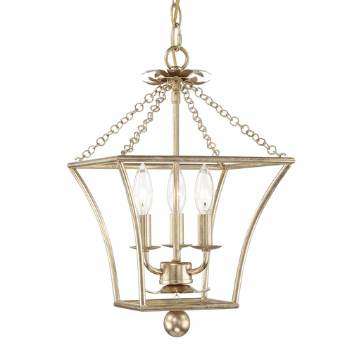 Crystorama Broche 3 Light Lantern - Antique Gold - 514-GA