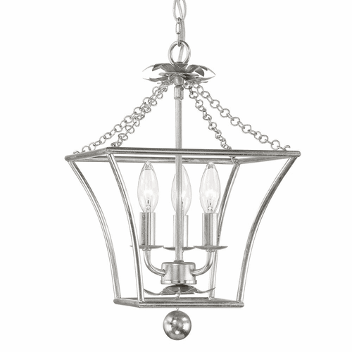 Crystorama Broche 3 Light Lantern - Antique Silver - 514-SA