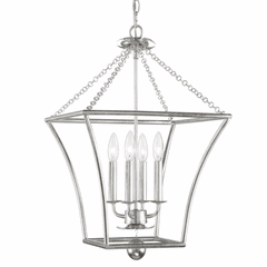 Crystorama Broche 4 Light Lantern - Antique Silver - 516-SA