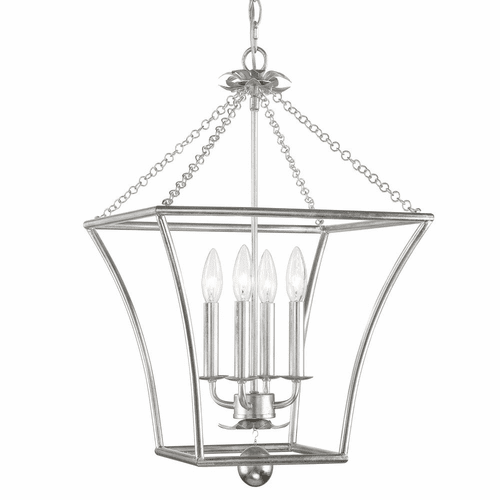 Crystorama Broche 4 Light Lantern - Antique Silver - 516-SA