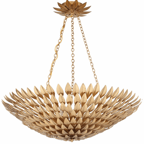 Crystorama Broche 8 Light Antique Gold Chandelier - 519-GA