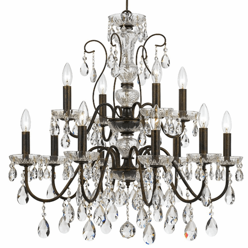 Crystorama Butler 12 Light Chandelier - English Bronze - 3029-EB-CL-SAQ