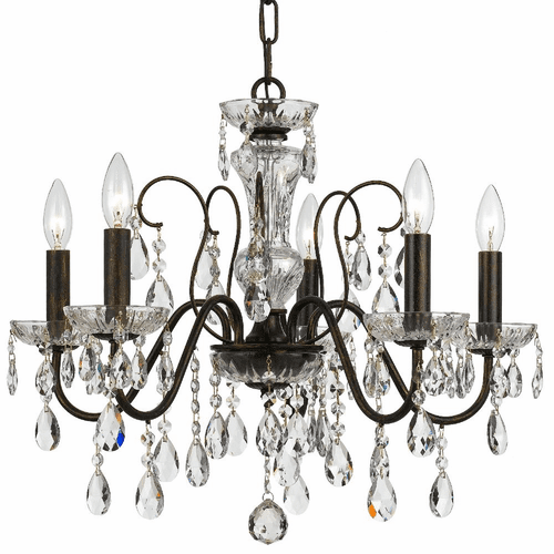 Crystorama Butler 5 Light Chandelier - English Bronze - 3025-EB-CL-SAQ