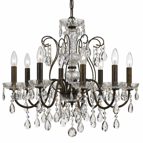 Crystorama Butler 8 Light Chandelier - English Bronze - 3028-EB-CL-SAQ