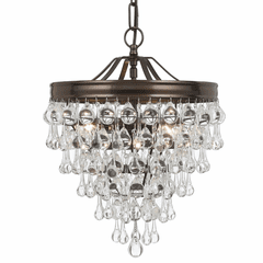Crystorama Calypso 3 Light Crystal Teardrop Bronze Mini Chandelier - 130-VZ