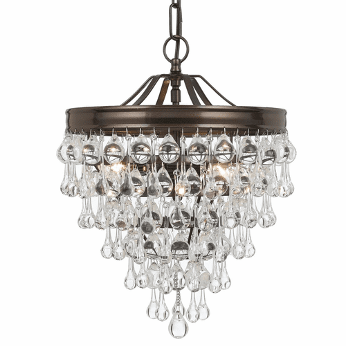 Crystorama Calypso 3 Light Crystal Teardrop Bronze Mini Chandelier - 130-VZ
