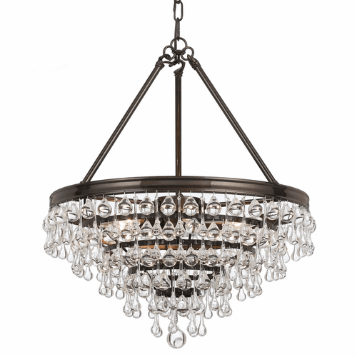 Crystorama Calypso 6 Light Crystal Teardrop Bronze Chandelier - 136-VZ