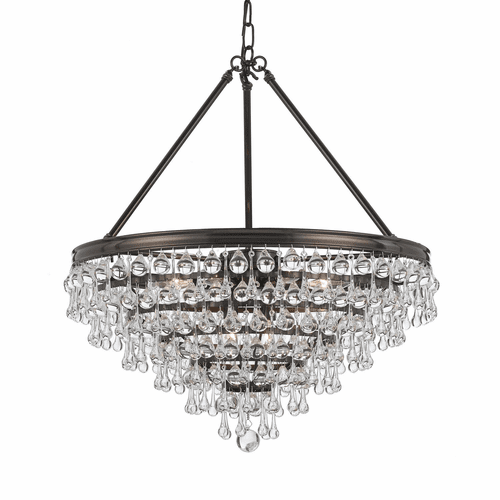 Crystorama Calypso 8 Light Crystal Teardrop Bronze Chandelier - 137-VZ