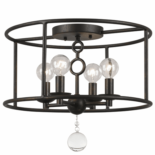 Crystorama Cameron 4 Light Bronze Semi-Flush - 9267-EB