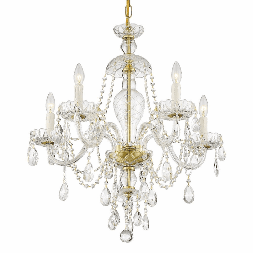 Crystorama Candace 5 Light Chandelier - Polished Brass - CAN-A1305-PB-CL-S