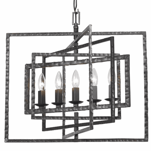 Crystorama Capri 5 Light Raw Steel Chandelier - 336-RS