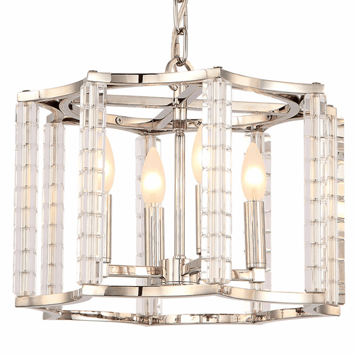Crystorama Carson Polished Nickel 4 Light Mini Chandelier Convertible - 8854-PN