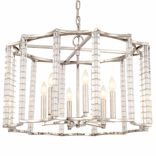 Crystorama Carson Polished Nickel 6 Light Chandelier - 8856-PN