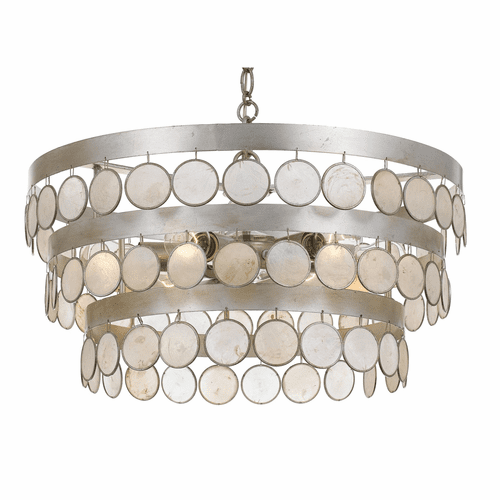 Crystorama Coco 6 Light Antique Silver Chandelier - 6006-SA