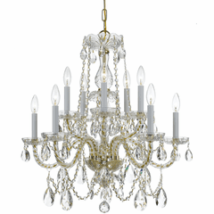 Crystorama Crystal 10 Lt Clear Spectra Crystal Brass Chandelier II - 1130-PB-CL-SAQ