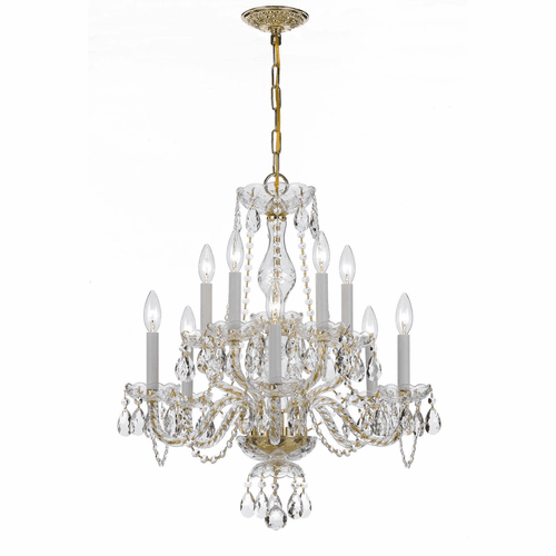 Crystorama Crystal 10 Lt Clear Spectra Crystal Brass Chandelier V - 5080-PB-CL-SAQ