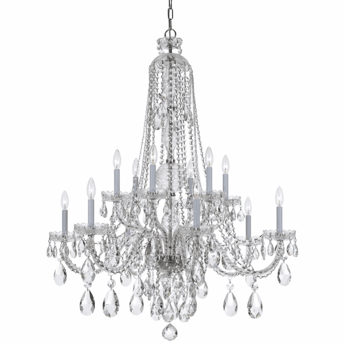 Crystorama Crystal 12 Lt Clear Swarovski Strass Crystal Chrome Chandelier I - 1112-CH-CL-S