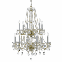 Crystorama Crystal 12 Lt Swarovski Strass Crystal Brass Chandelier IV - 1137-PB-CL-S