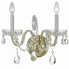 Crystorama Crystal 2 Lt Swarovski Strass Crystal Brass Sconce - 1032-PB-CL-S