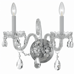 Crystorama Crystal 2 Lt Swarovski Strass Crystal Chrome Sconce I - 1032-CH-CL-S
