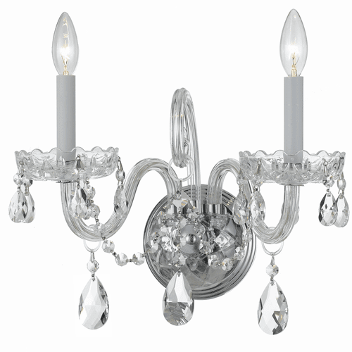 Crystorama Crystal 2 Lt Swarovski Strass Crystal Chrome Sconce I - 1032-CH-CL-S