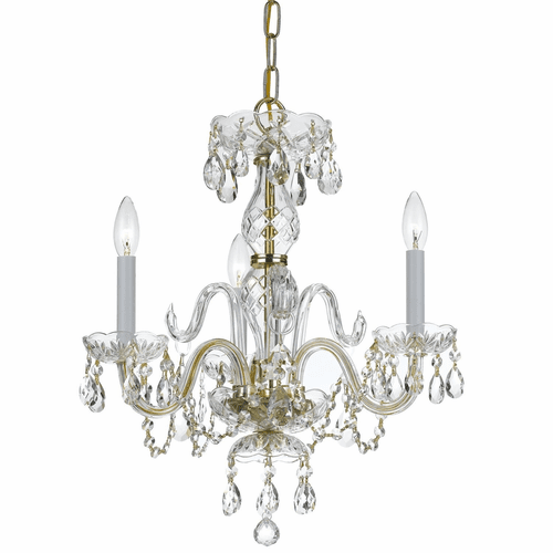 Crystorama Crystal 3 Lt Clear Crystal Brass Mini Chandelier II - 5044-PB-CL-MWP