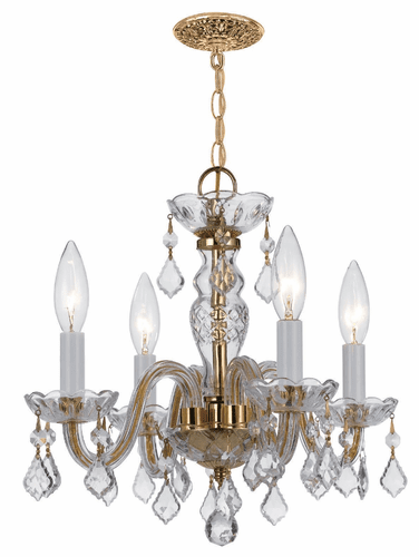 Crystorama Crystal 4 Lt Clear Crystal Brass Mini Chandelier I - 1064-PB-CL-MWP