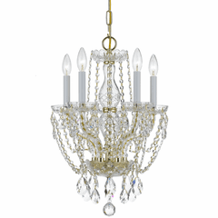 Crystorama Crystal 5 Lt Clear Crystal Brass Mini Chandelier I - 1129-PB-CL-MWP