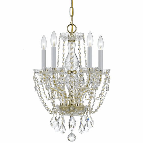 Crystorama Crystal 5 Lt Clear Crystal Brass Mini Chandelier I - 1129-PB-CL-MWP
