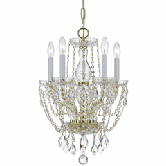 Crystorama Crystal 5 Lt Spectra Crystal Brass Mini Chandelier I - 1129-PB-CL-SAQ Crystorama Crystal 5 Lt Spectra Crystal Brass Mini Chandelier I - 1129-PB-CL-SAQ
