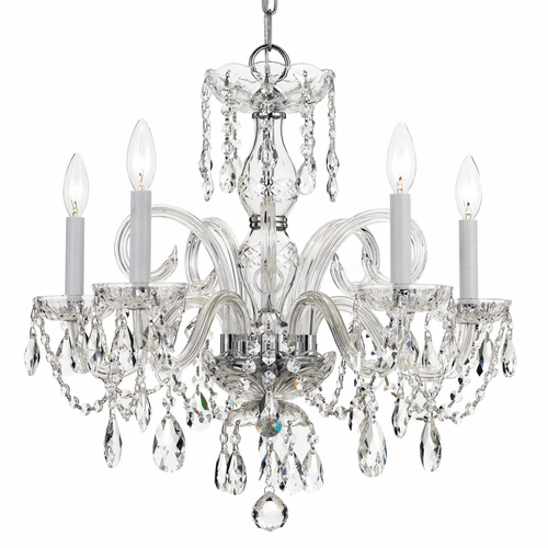 Crystorama Crystal 5 Lt Swarovski Strass Crystal Chrome Chandelier I - 1005-CH-CL-S
