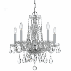 Crystorama Crystal 5 Lt Swarovski Strass Crystal Chrome Mini Chandelier - 1061-CH-CL-S