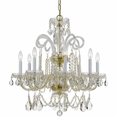 Crystorama Crystal 8 Lt Swarovski Strass Crystal Brass Chandelier V - 5008-PB-CL-S