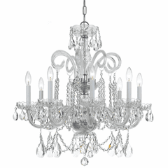 Crystorama Crystal 8 Lt Swarovski Strass Crystal Chrome Chandelier V - 5008-CH-CL-S