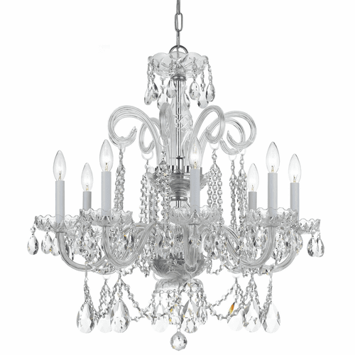 Crystorama Crystal 8 Lt Swarovski Strass Crystal Chrome Chandelier V - 5008-CH-CL-S