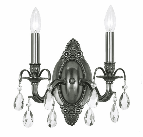 Crystorama Dawson 2 Light Clear Crystal Pewter Sconce I - 5562-PW-CL-MWP