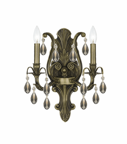 Crystorama Dawson 2 Light Golden Teak Crystal Brass Sconce II - 5563-AB-GT-MWP