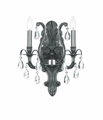 Crystorama Dawson 2 Light Golden Teak Crystal Pewter Sconce II - 5563-PW-CL-MWP